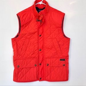 POLO RALPH LAUREN MEN’S QUILTED VEST IN ORANGE DIAMOND SIZE-M